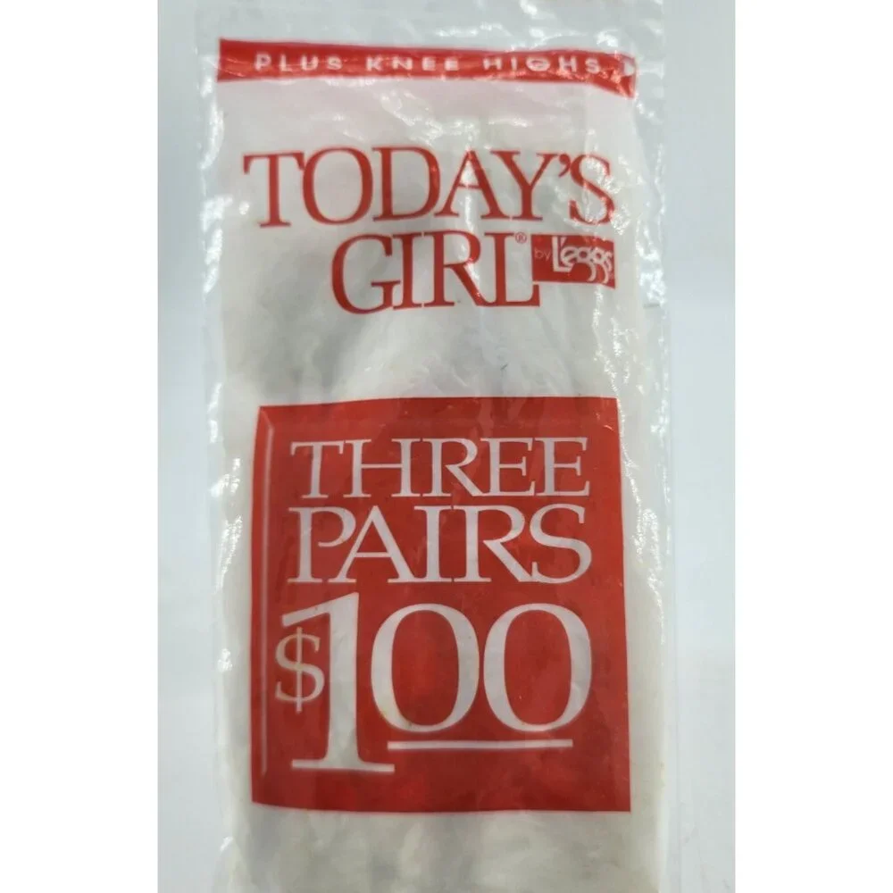 Vtg 90s‎ NEW 3 Pairs Today's Girl by L'eggs Sheer Toe Knee Highs Ivory Plus O/S